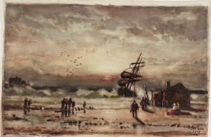 Iris" utknął w South Shields na początku lat 80-tych (akwarela i akwarela na papierze)